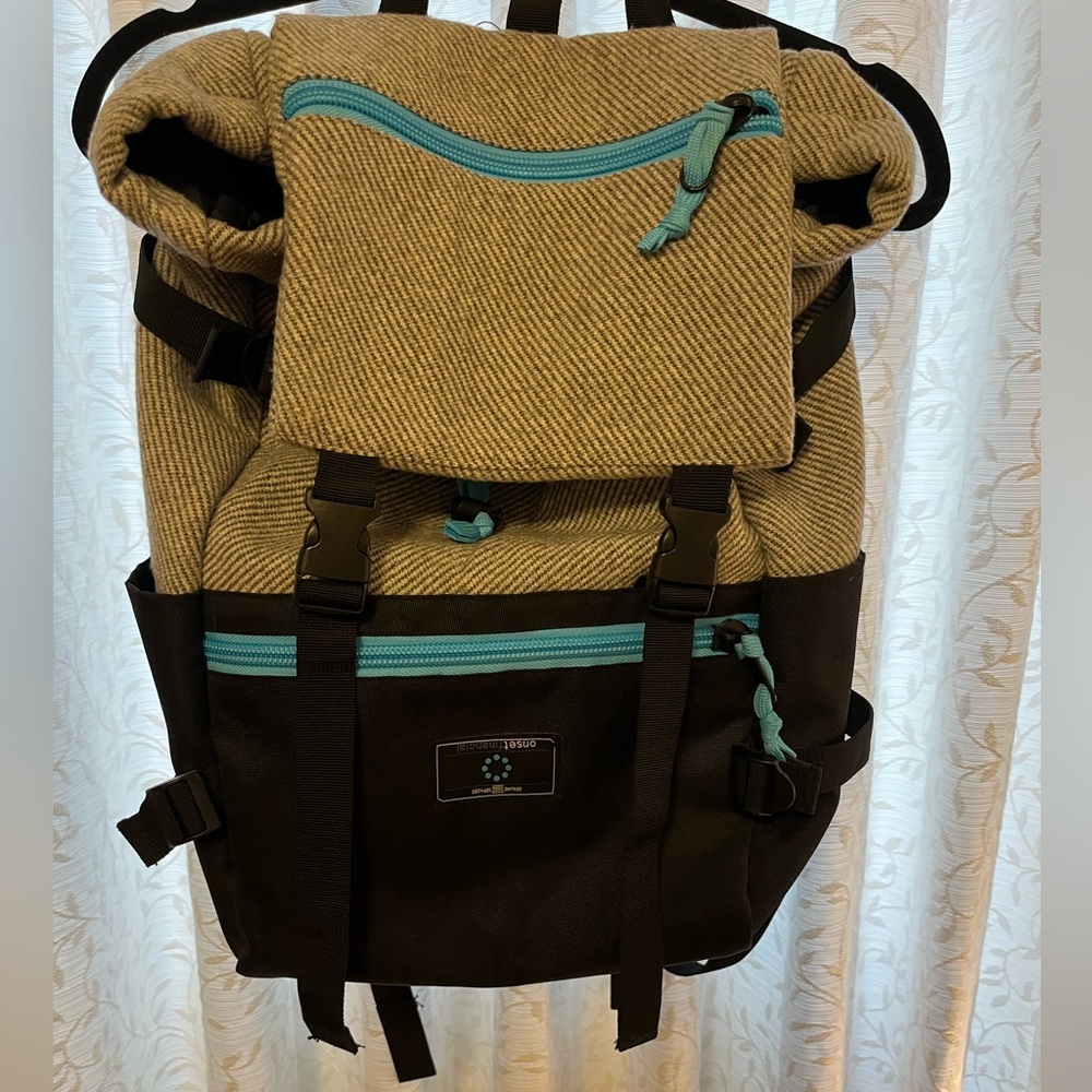 Backpack Grey Flannel/Black/Turquoise includes laptop sleeve and great pockets